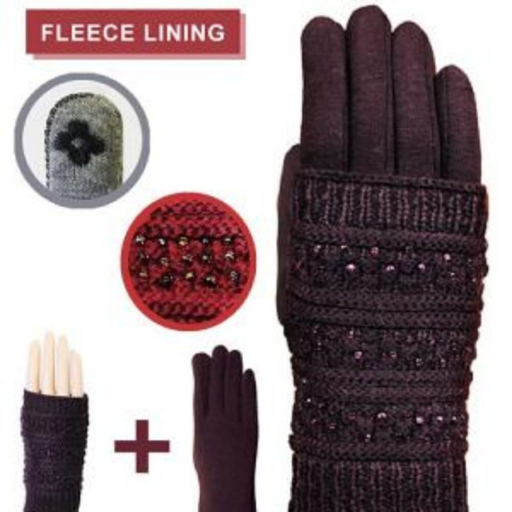 Brown Bling Gloves - Picture 2 of 4